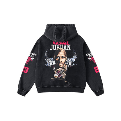 CHICAGO FLIGHT ACID WASH OVERSIZED HOODIE