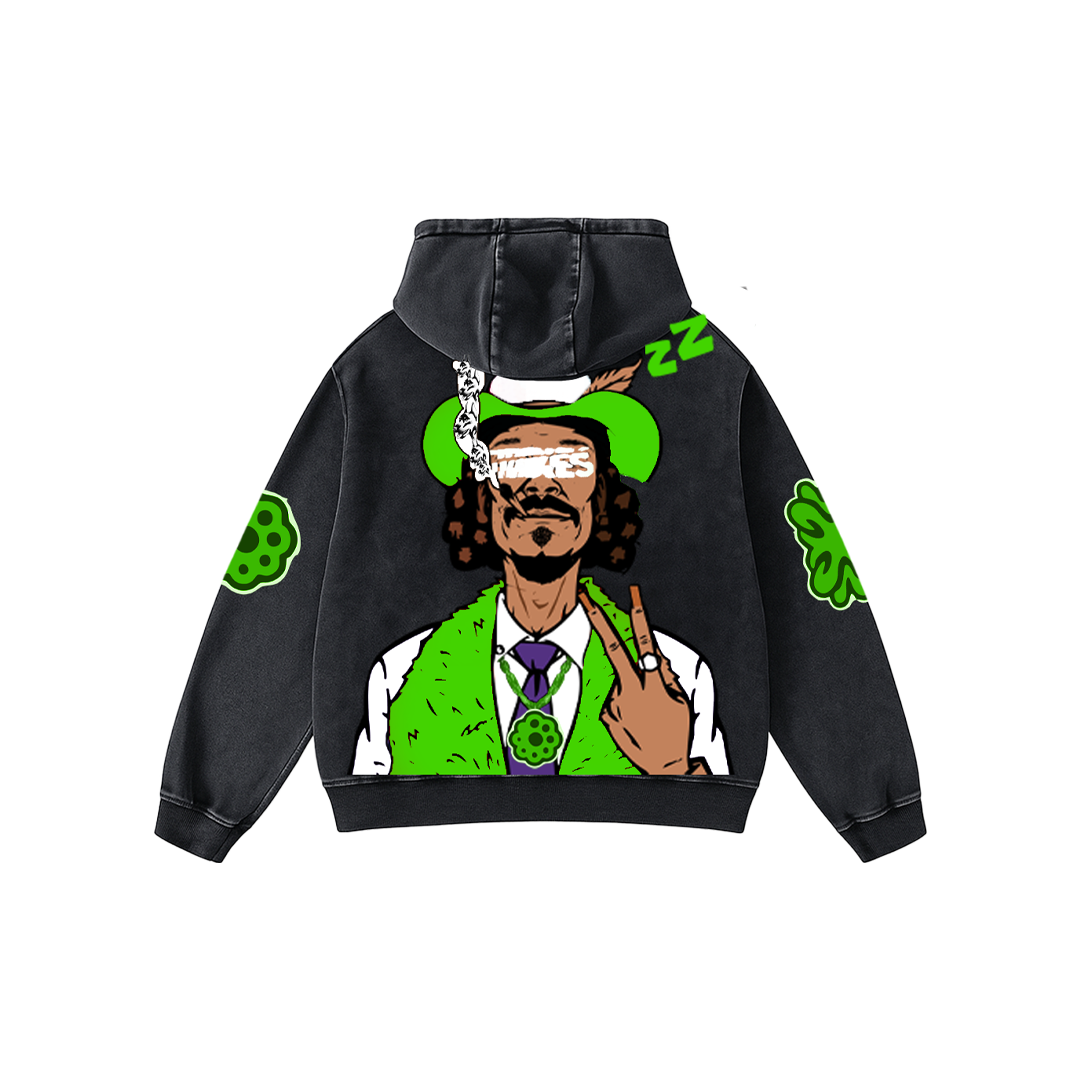 Green Smoke Acid Wash Oversized Hoodie