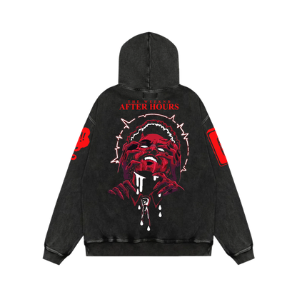 Midnight Vinyl Acid Wash Oversized Hoodie