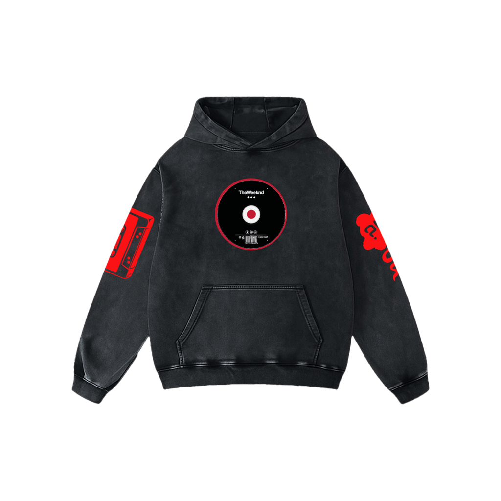 Midnight Vinyl Acid Wash Oversized Hoodie